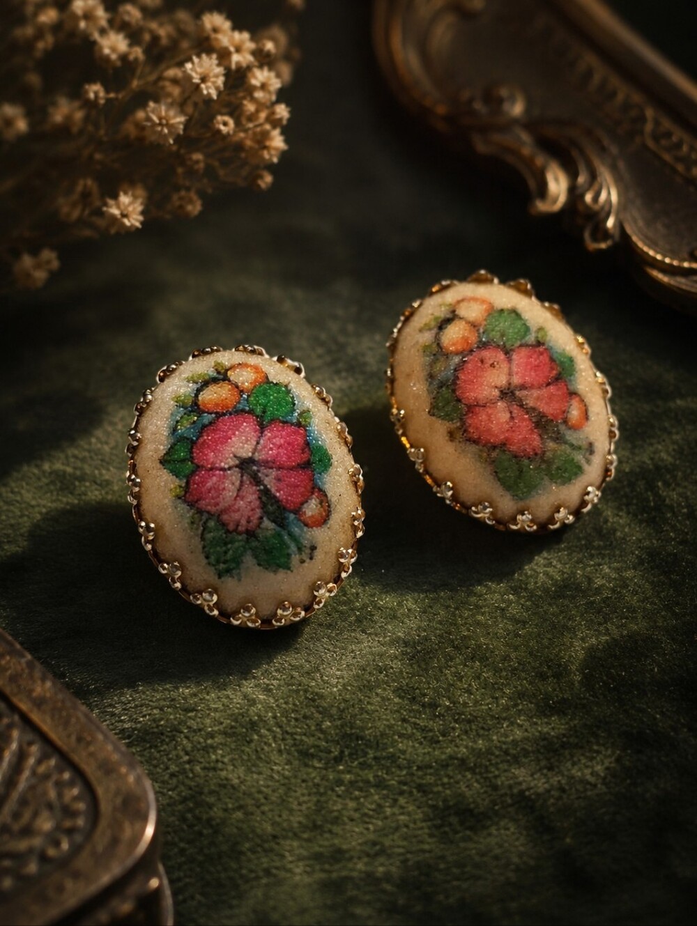 Rare Vintage West Germany Floral Clip-On Earrings | Circa 1958–1965